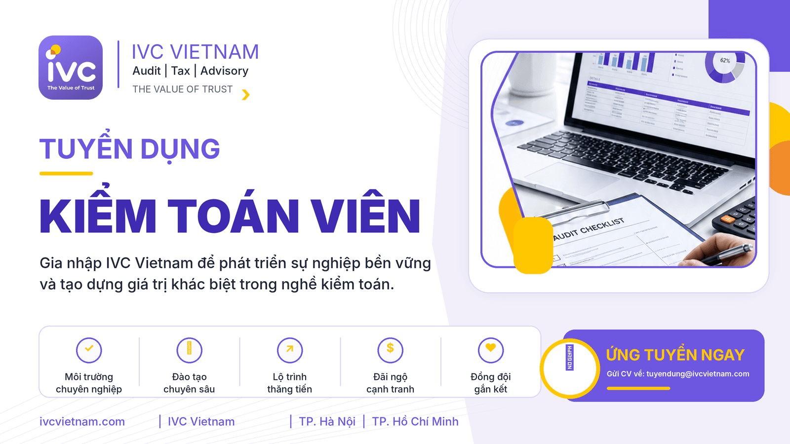 Ảnh tuyển dụng Kiểm toán viên của Công ty TNHH Kiểm toán IVC